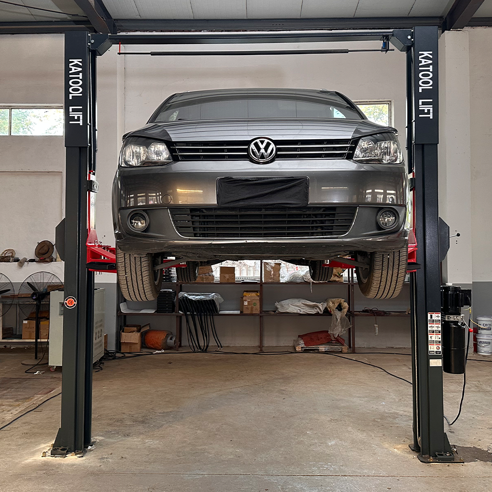KT-AS110D Two Post Asymmetrical Vehicle Lift 11,000lbs Single Point Lock Release