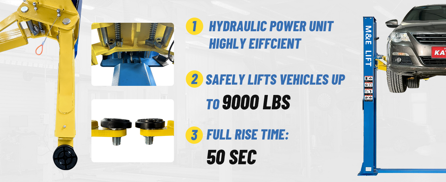 Two Post 9000LBS Capacity Car Lift ME-H90S