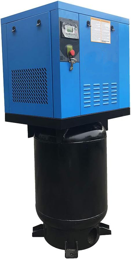 7.5KW 10HP Rotary Screw Air Compressor 460V/3Ph 35CFM 125psi with Vertical 60Gal ASME Tank Heavy Duty Air Compressed System for Small Machining & Fabrication Workshops, Automotive