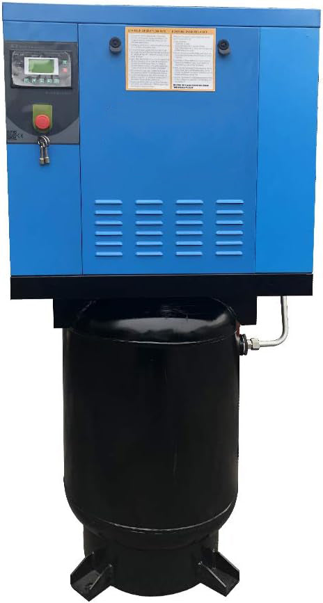 7.5KW 10HP Rotary Screw Air Compressor 460V/3Ph 35CFM 125psi with Vertical 60Gal ASME Tank Heavy Duty Air Compressed System for Small Machining & Fabrication Workshops, Automotive