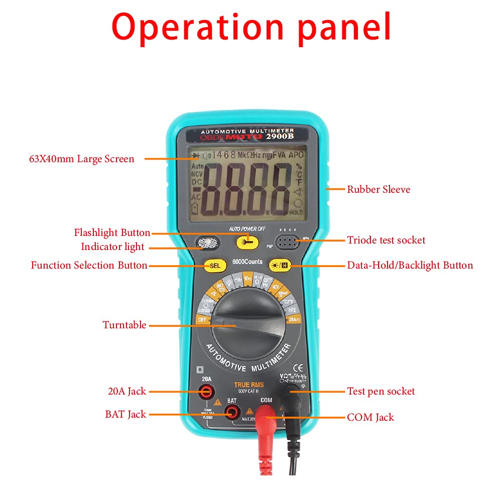 Digital Multimeter Tester TRMS 6000 Counts RPM