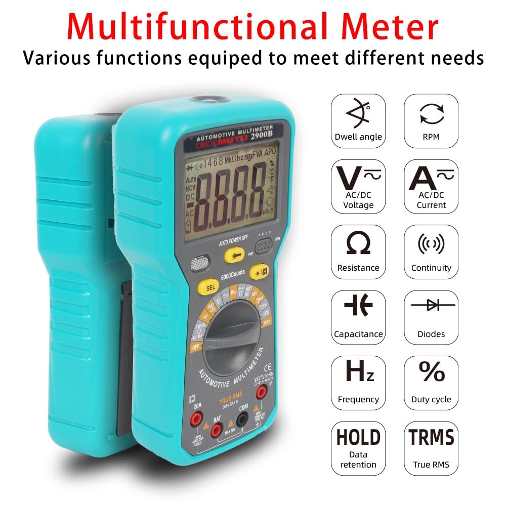 Digital Multimeter Tester TRMS 6000 Counts RPM