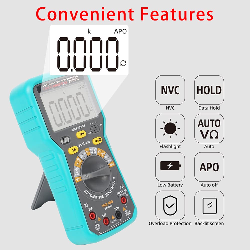 Digital Multimeter Tester TRMS 6000 Counts RPM