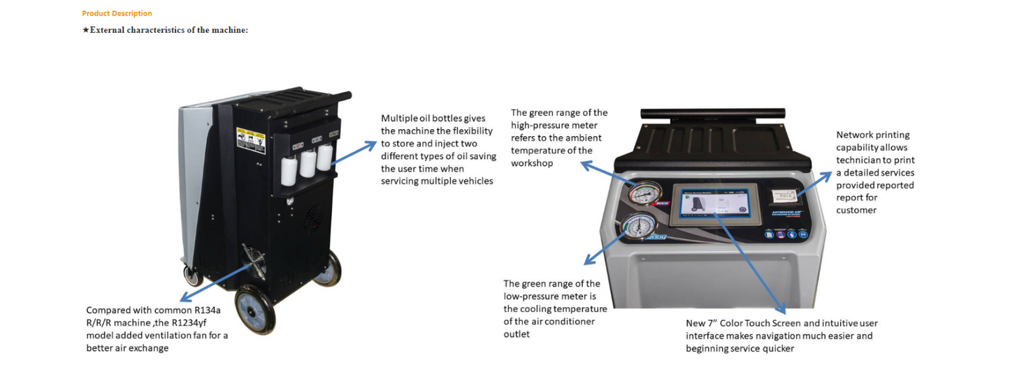 Fully Automatic R- 1234YF Recovery, Recycle & Recharge DUAL AC2100 Machine