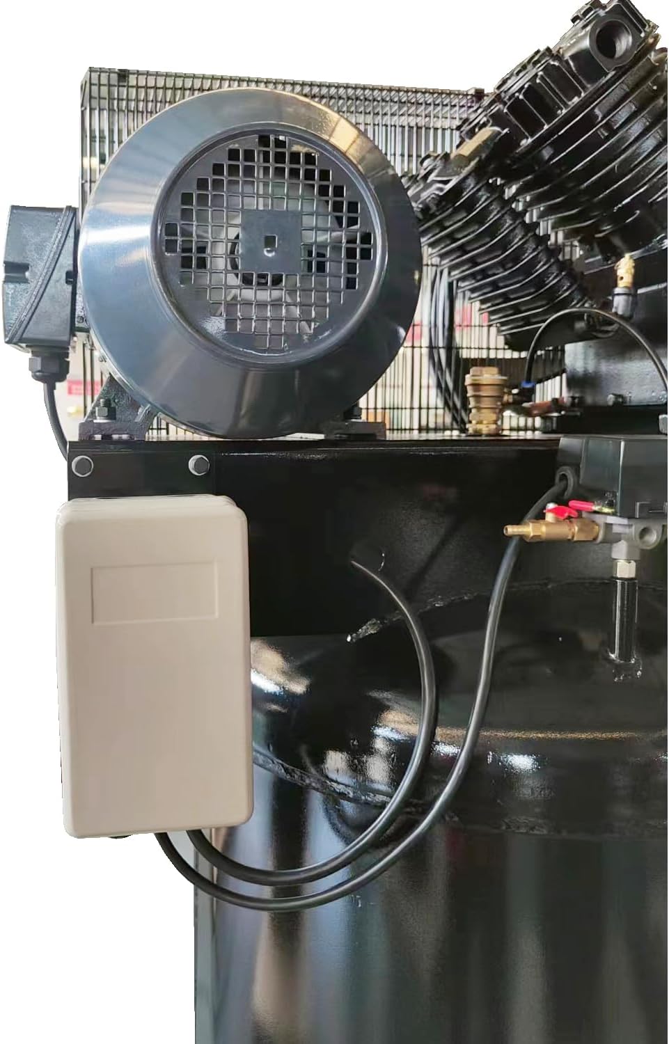 10HP Electric Air Compressor, 80 Gallon Vertical ASME Tank, 37CFM, Max.175PSI, 220V 3-Phase, Two-Stage Electric Stationary Air Compressor