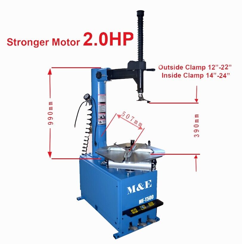 2.0HP Swing Arm Tire Changer Wheel 12-24'' Tire Changer Machine M&E-T500