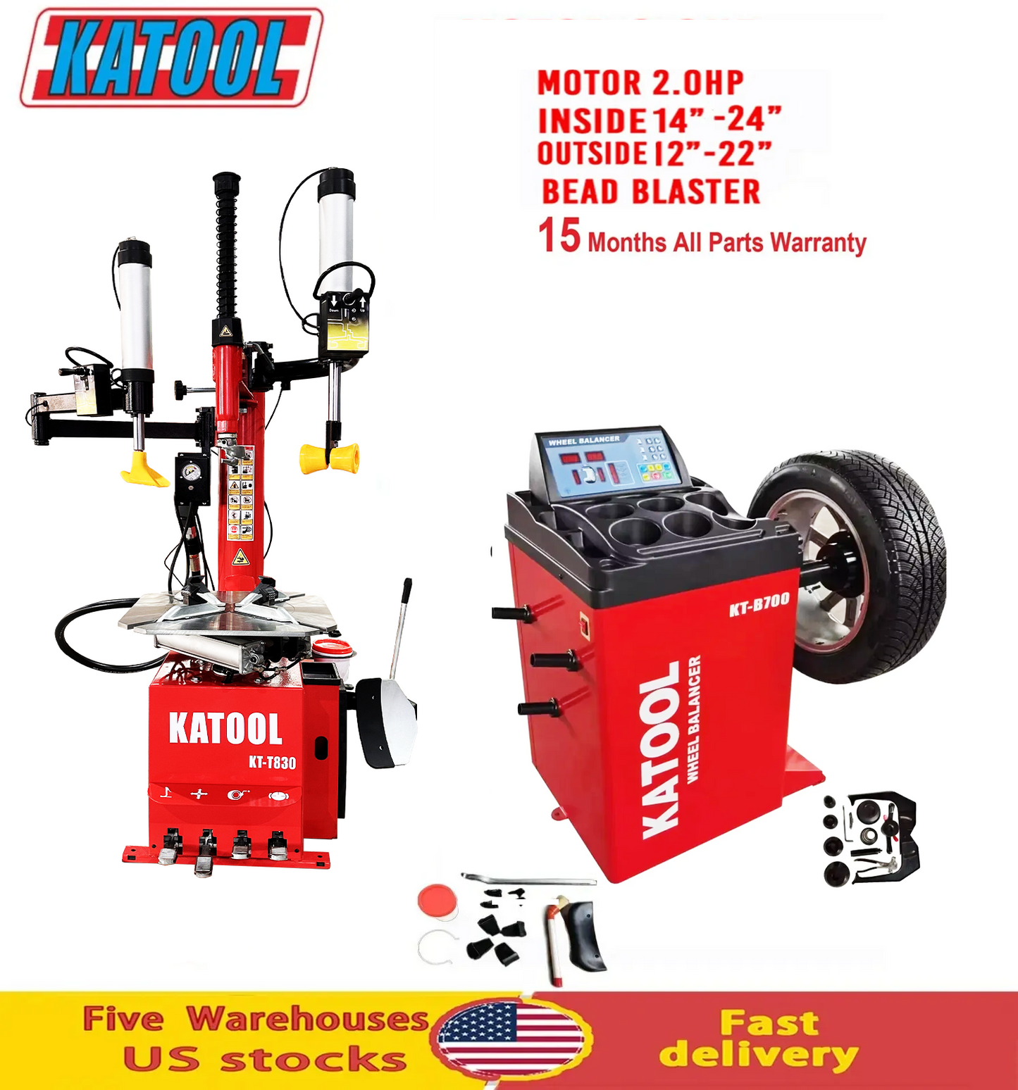 Combo 3: Tire Changer KT-T830 & Wheel Balancer KT-B700