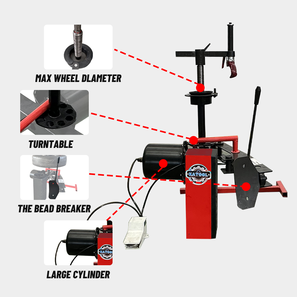 Motooltech KT-1030P Mini Tire Changer Machine 10-21 Inch for Road Rescue