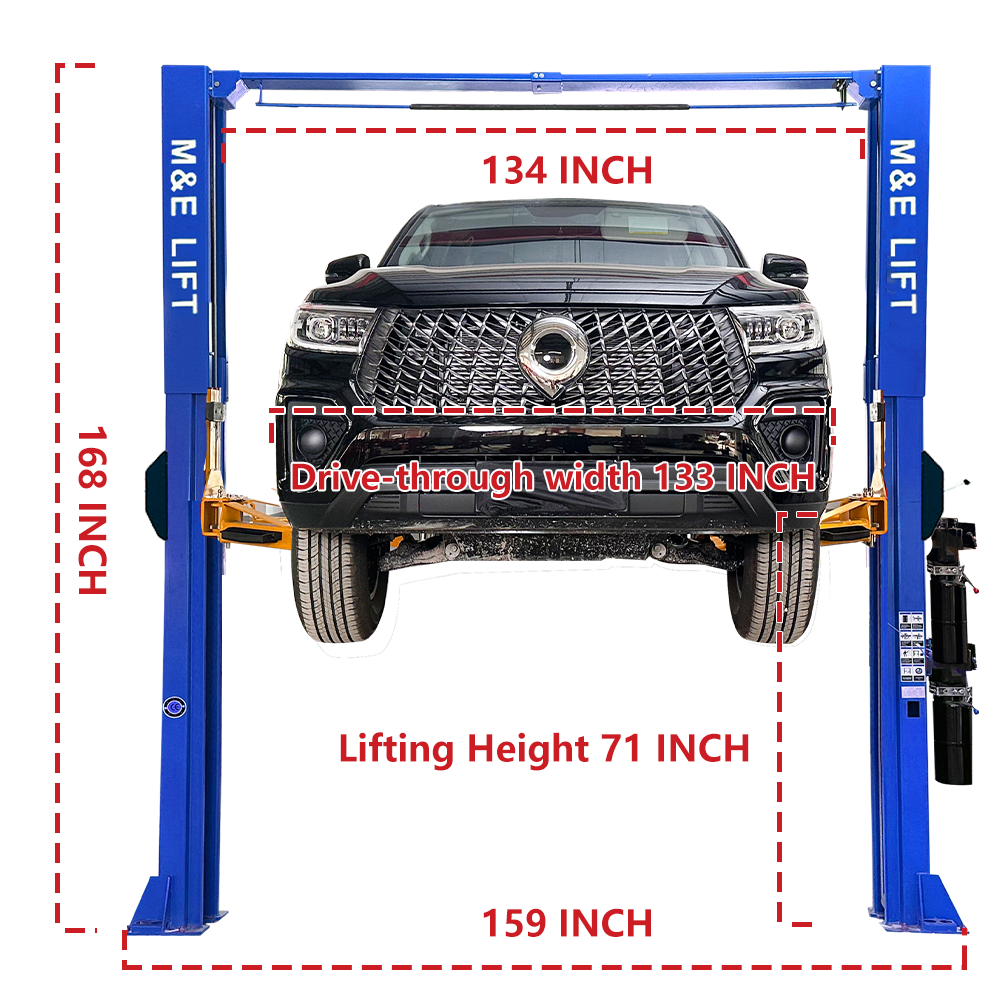ME15000 lbs Single Point Lock Release Extra Height 167inch 2 Post Lift Two Post Car Lift Auto Lift Car Lift Hoist 2 Post Car Lift for Home Garage and Shop Repair ME-1510