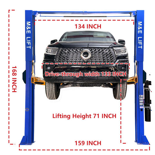 ME15000 lbs Single Point Lock Release Extra Height 167inch 2 Post Lift Two Post Car Lift Auto Lift Car Lift Hoist 2 Post Car Lift for Home Garage and Shop Repair ME-1510