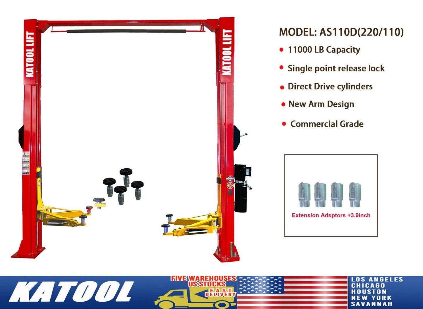 Two Post Lift 11000lbs Auto Lift Auto Truck Hoist Super Quality with Shipping