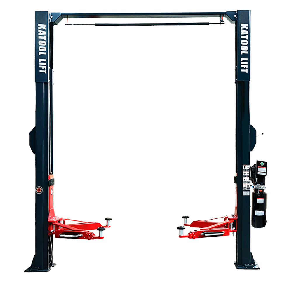 KT-AS110D Two Post Asymmetrical Vehicle Lift 11,000lbs Single Point Lock Release