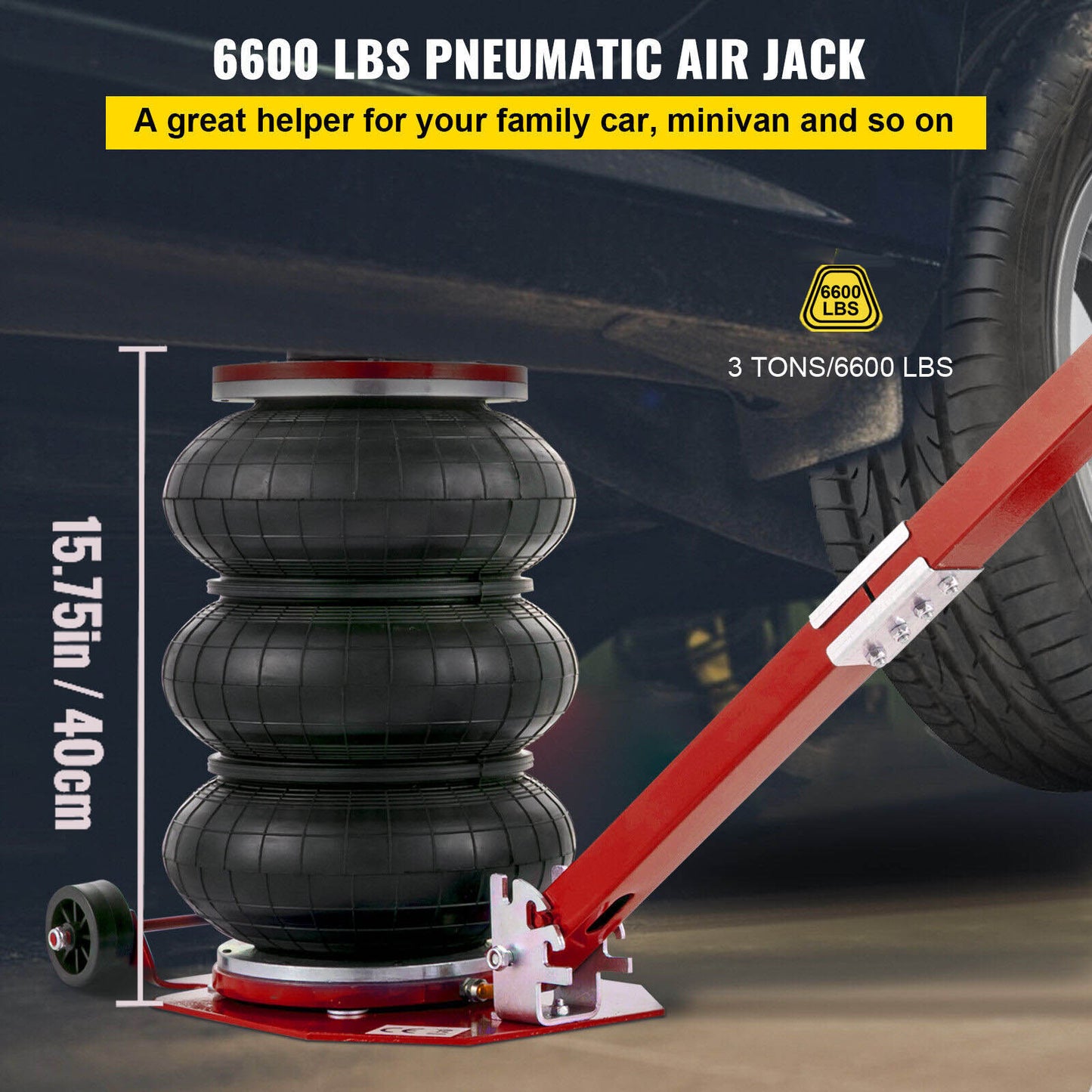 KATOOL Bag Air Jack 3 Ton Red Pneumatic Jack Car Lift Compressed