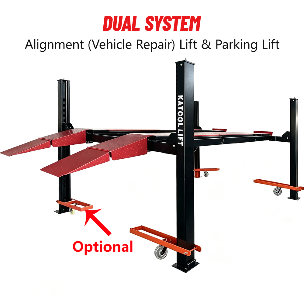 KATOOL KT-4M110PA 11,000 lb 4-Post Alignment Lift with 7,000 lb Rolling Jack
