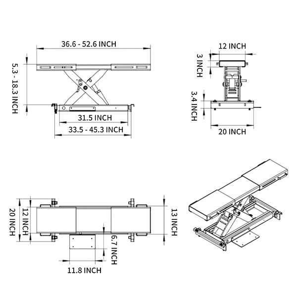 KT-RJ50 Rolling Jack 5000 lbs. Lifting Capacity  *Fits KT-4H110 lift and the KT-4H850*