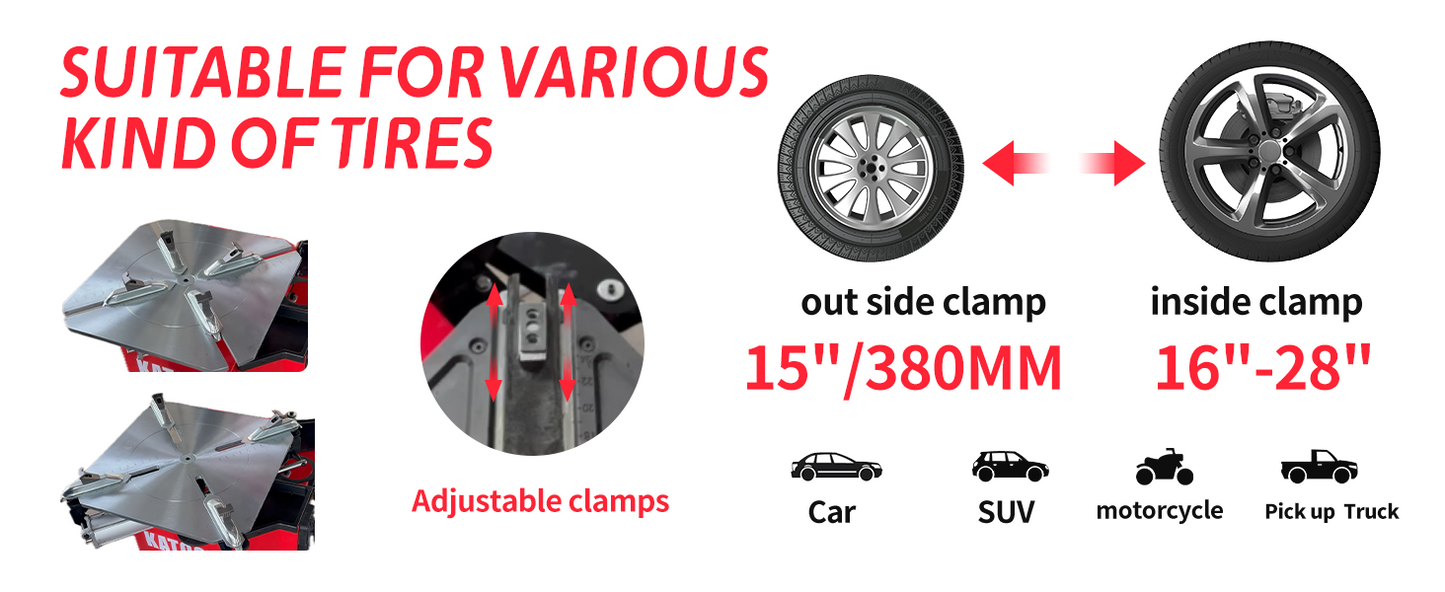 KT-T850 Tilt-Arm Wheel Clamp Tire Changer Machine