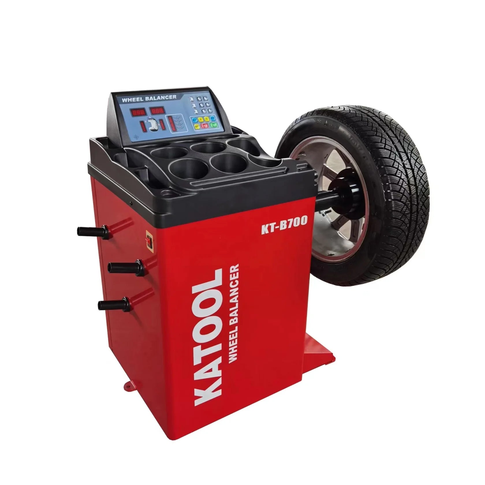 KT-B700 wheel balancer with wheel mounted