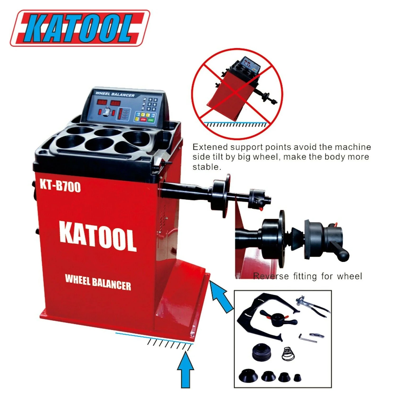 KT-B700 wheel mounting shaft and accessory diagram