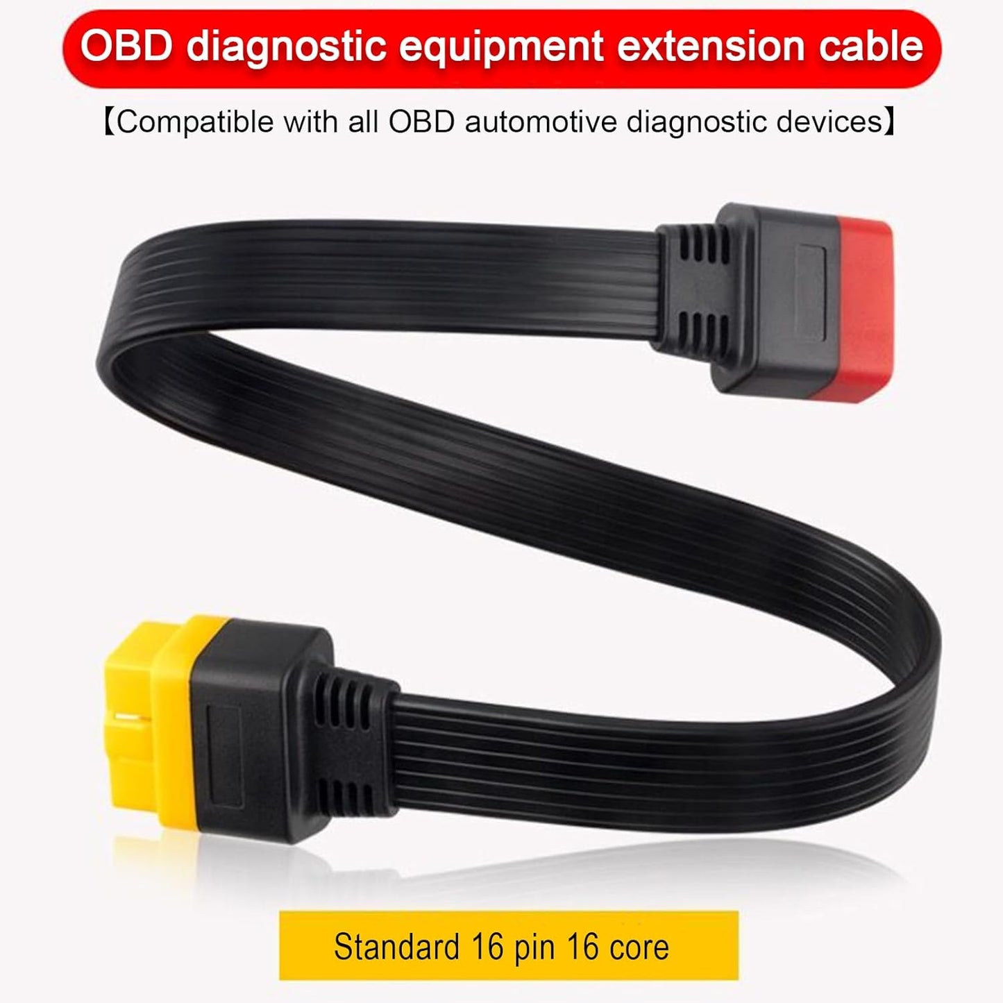 OBD2 Extension Cable,Universal Full 16pin Male to Female for Car OBD Diagnostic Extender Cord Connector