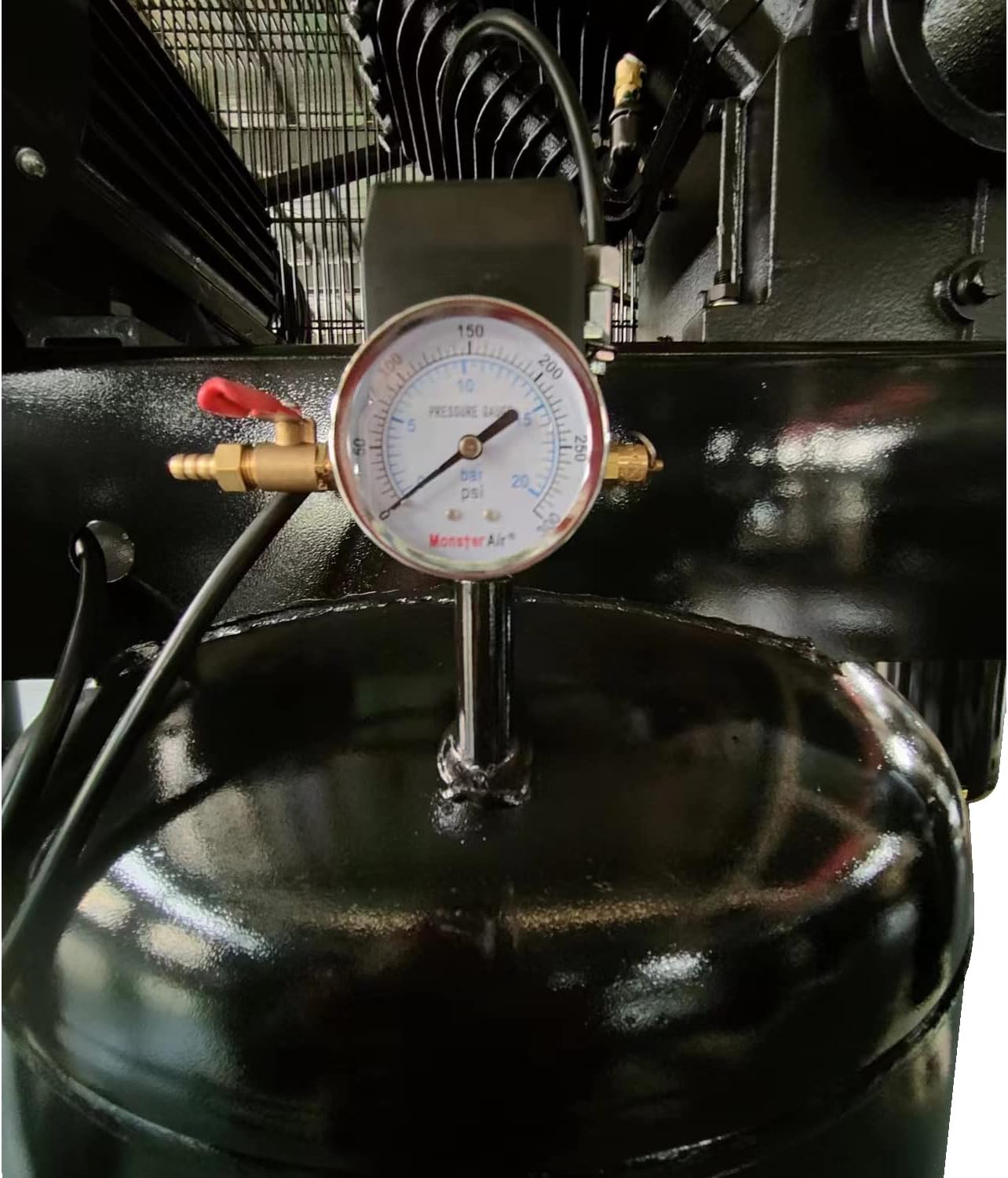 10HP Electric Air Compressor, 80 Gallon Vertical ASME Tank, 37CFM, Max.175PSI, 220V 3-Phase, Two-Stage Electric Stationary Air Compressor