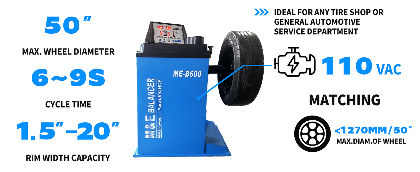 Wheel Balancer Home Garage Equipment service ME-B600 Shop Tools Repair Machines