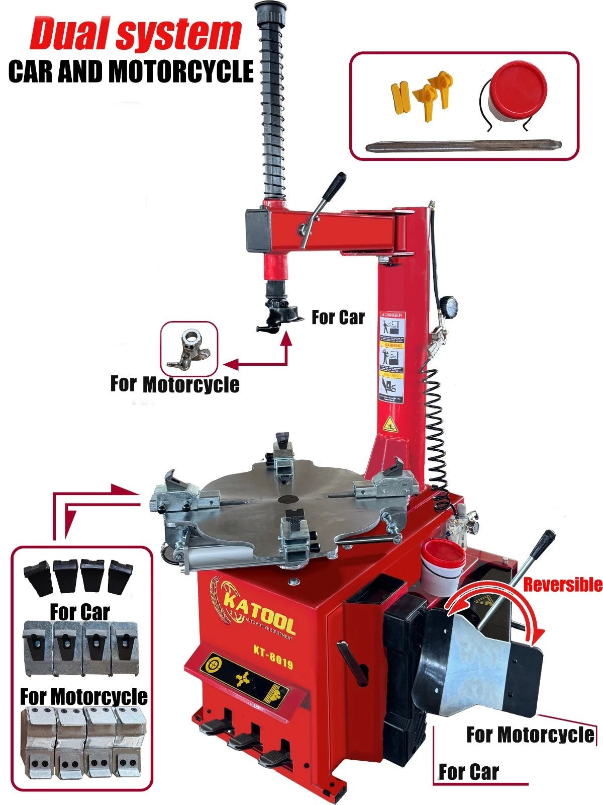 KATOOL KT-T8019 Dual-System Tire Changer Machine for Car & Motorcycle