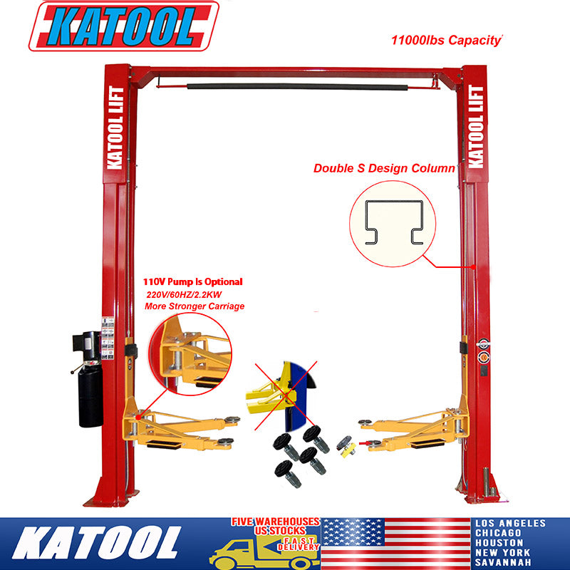 KT-M110 Two Post Clear-floor Vehicle Lift 11,000lbs