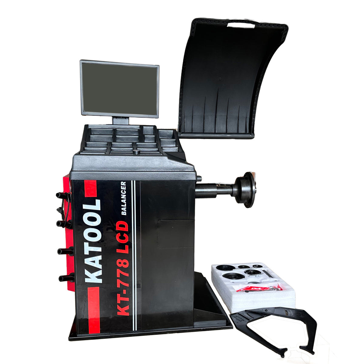 KT-778 LCD Tire Balancer with Copper-Wound Motor, Extended Shaft & Laser Spotting – Automatic Measurement Ruler, HD Display, Stable Precision Circuitry for Accurate Wheel Balancing