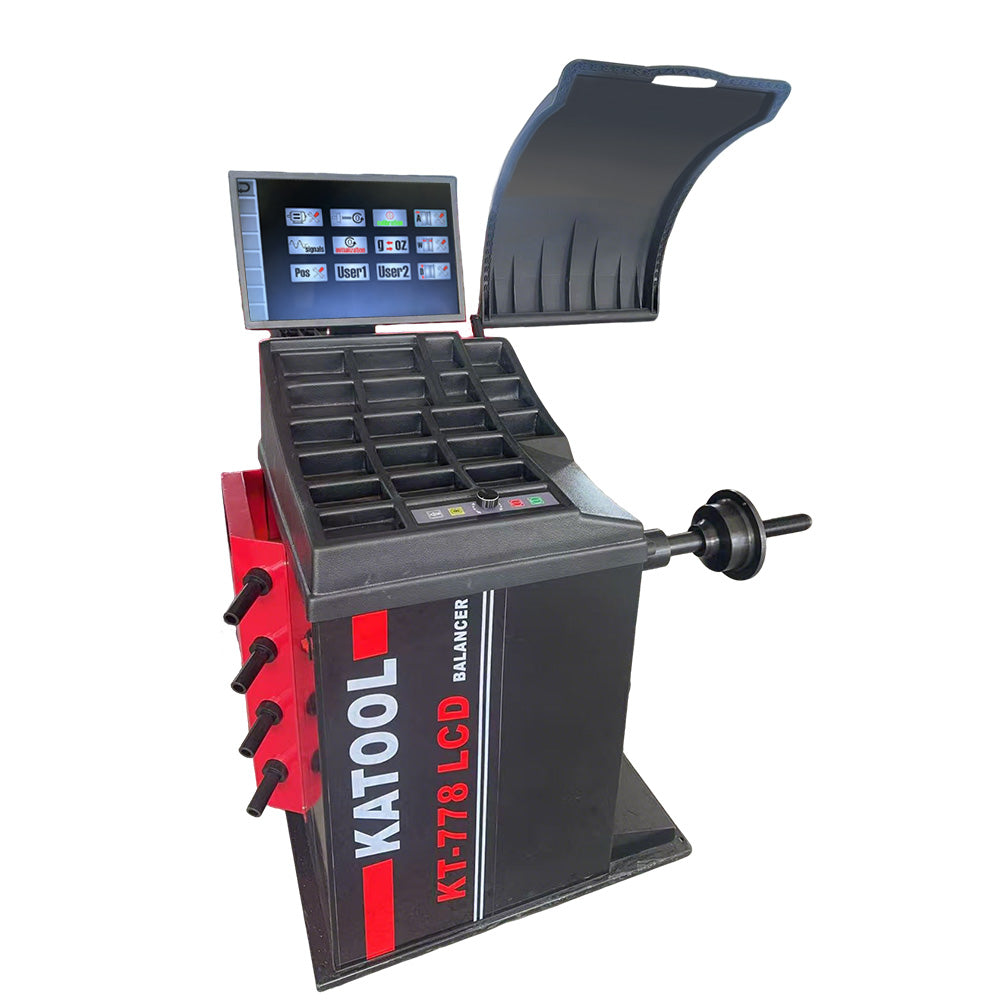 KT-778 LCD Tire Balancer with Copper-Wound Motor, Extended Shaft & Laser Spotting – Automatic Measurement Ruler, HD Display, Stable Precision Circuitry for Accurate Wheel Balancing