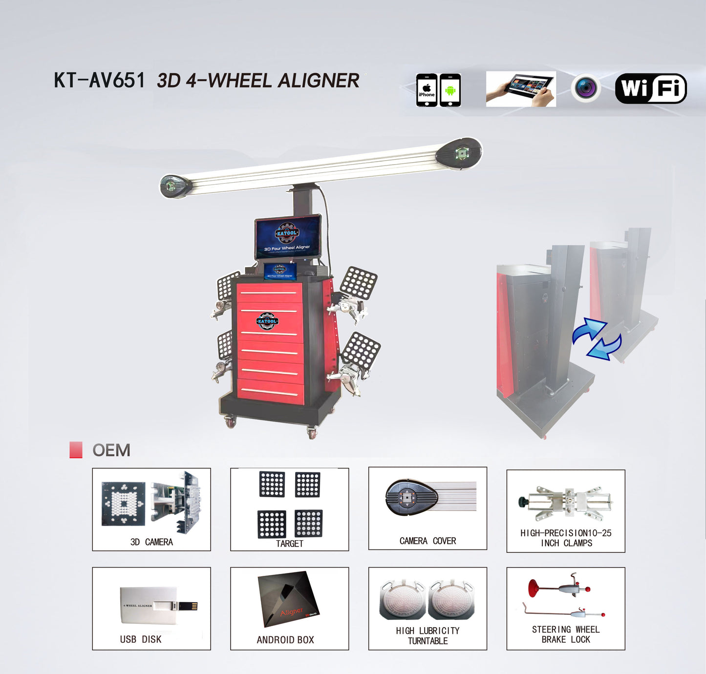 Wheel Alignment Machine Works on 2 Post & Scissor Lift--AV651