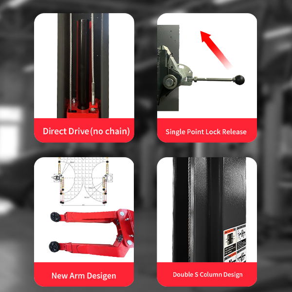 KT-AS110D Two Post Asymmetrical Vehicle Lift 11,000lbs Single Point Lock Release