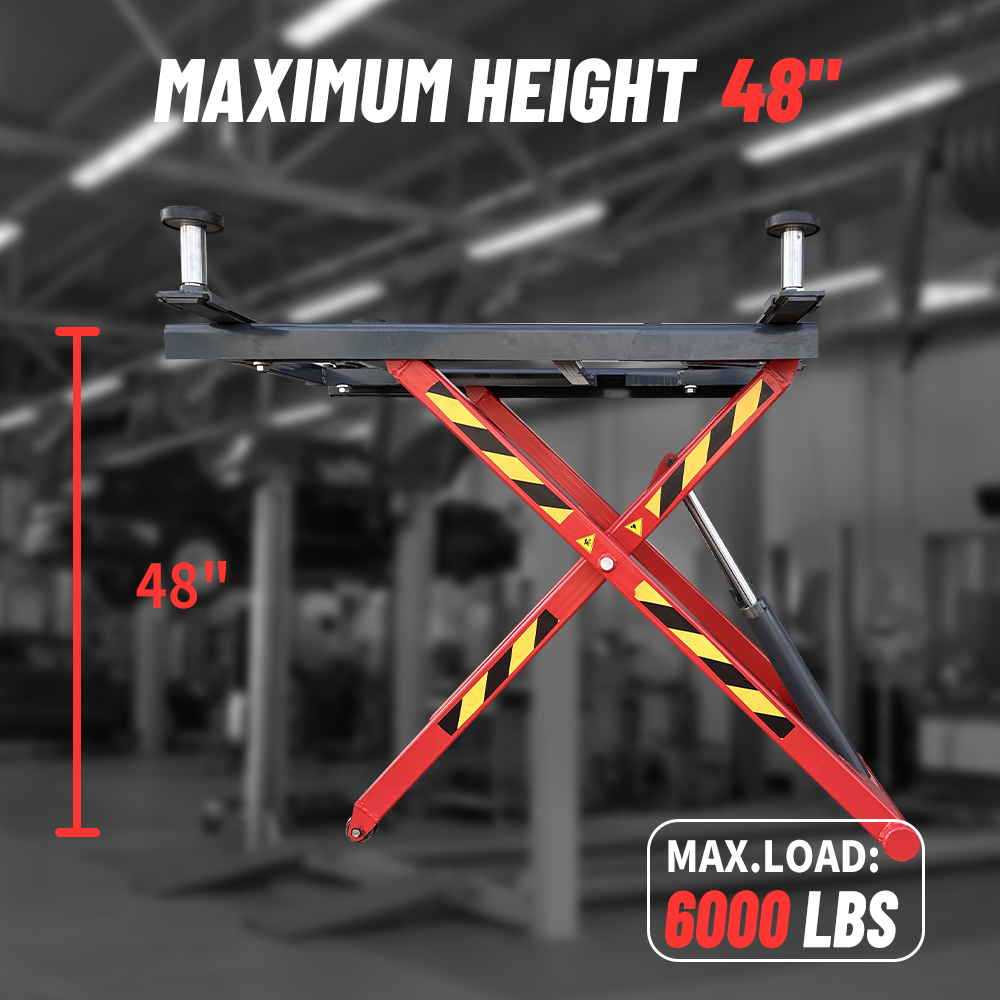 KATOOL 6000LB Portable Mid Rise Scissor Lift 48" Lifting Height (AK-X66) car lift