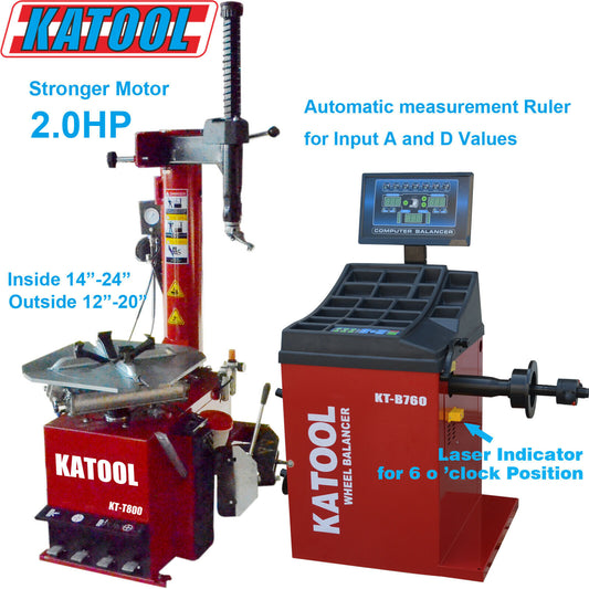 Combo 2: Tire Changer KT-T800 & Wheel Balancer KT-B760